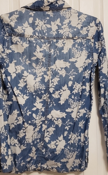 Floral denim button up - Picture 2 of 2